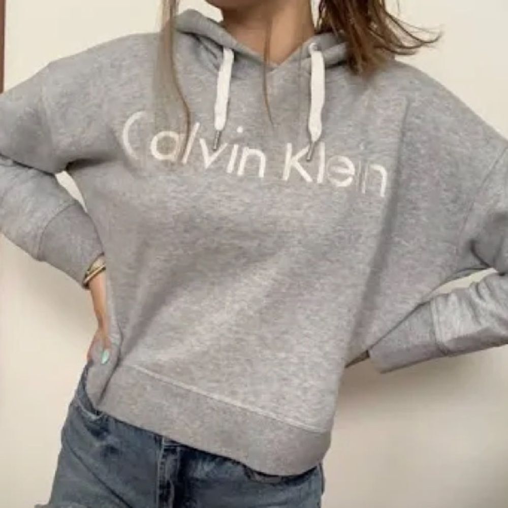 Calvin Klein Performance Gray Cropped Hoodie Sweatshirt Women's Size S